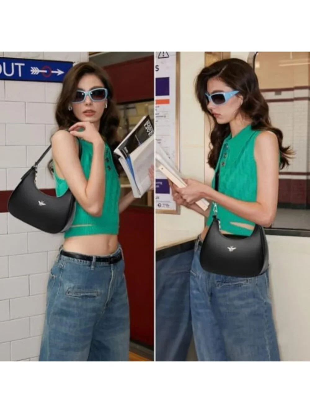 Retro Small Crescent Shoulder Bag - Women's Hobo Tote Purse Handbag, Chic Style